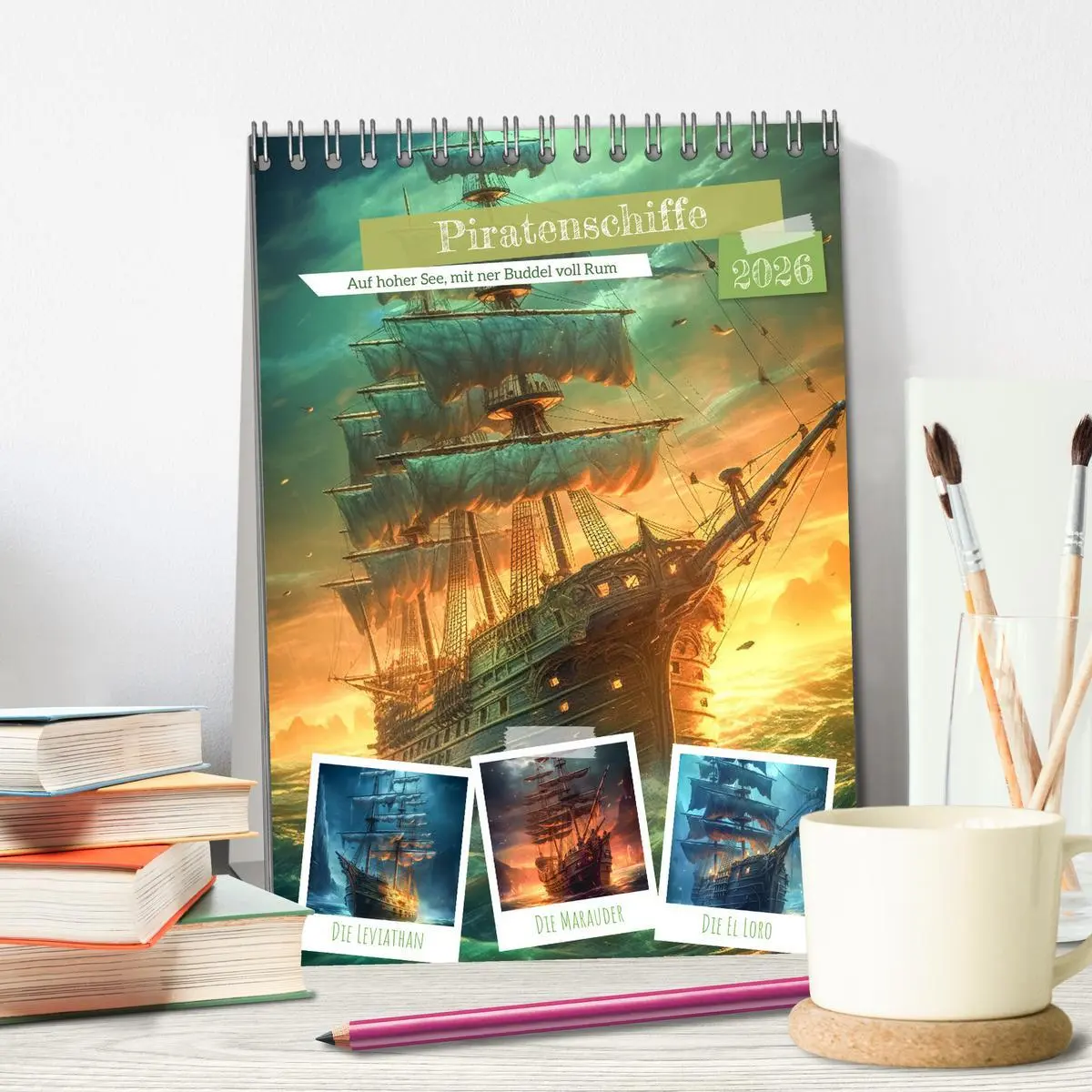 Bild: 9783516313239 | Piratenschiffe (Tischkalender 2026 DIN A5 hoch), CALVENDO...