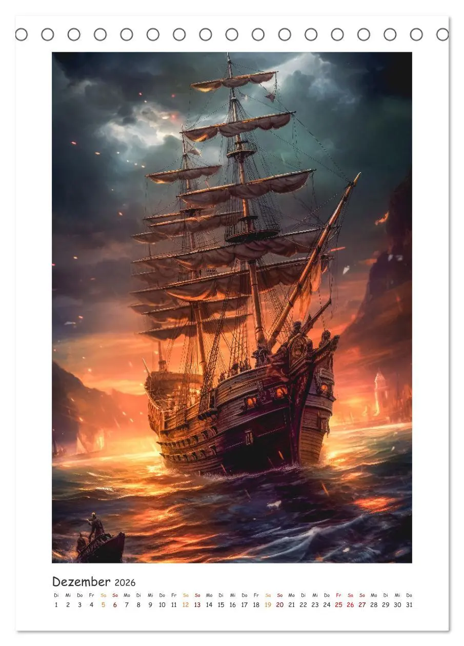 Bild: 9783516313239 | Piratenschiffe (Tischkalender 2026 DIN A5 hoch), CALVENDO...