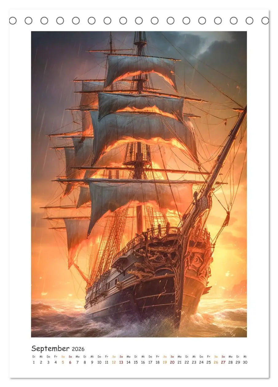 Bild: 9783516313239 | Piratenschiffe (Tischkalender 2026 DIN A5 hoch), CALVENDO...