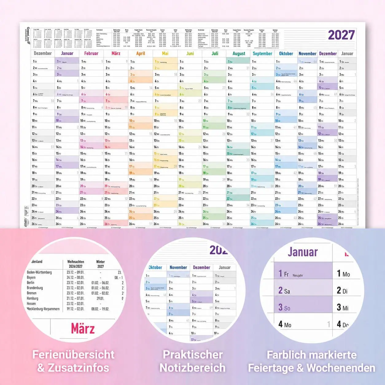Bild: 4069095013339 | Jahresplaner XL Prisma 14 Mon 1 Stk. gerollt 2027 | KG | Kalender