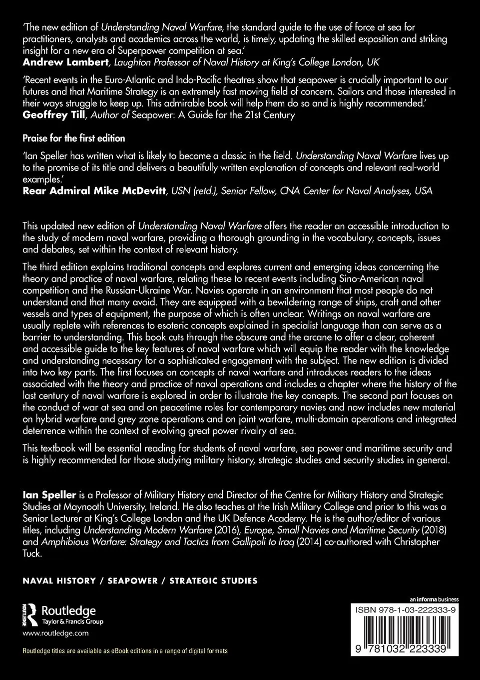 Rückseite: 9781032223339 | Understanding Naval Warfare | Ian Speller | Taschenbuch | Englisch Rückseite: 9781032223339 | Understanding Naval Warfare | Ian Speller | Taschenbuch | Englisch