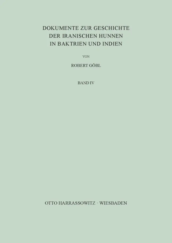 Cover: 9783447003339 | Dokumente zur Geschichte der iranischen Hunnen in Baktrien und Indien