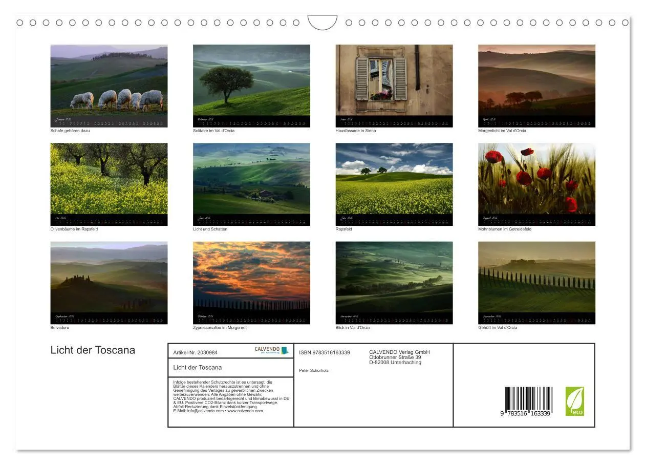 Bild: 9783516163339 | Licht der Toscana (Wandkalender 2026 DIN A3 quer), CALVENDO...