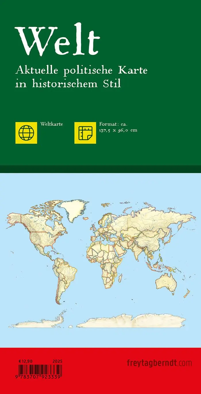 Rückseite: 9783707923339 | Weltkarte: Aktuelle politische Karte in historischem Stil,...