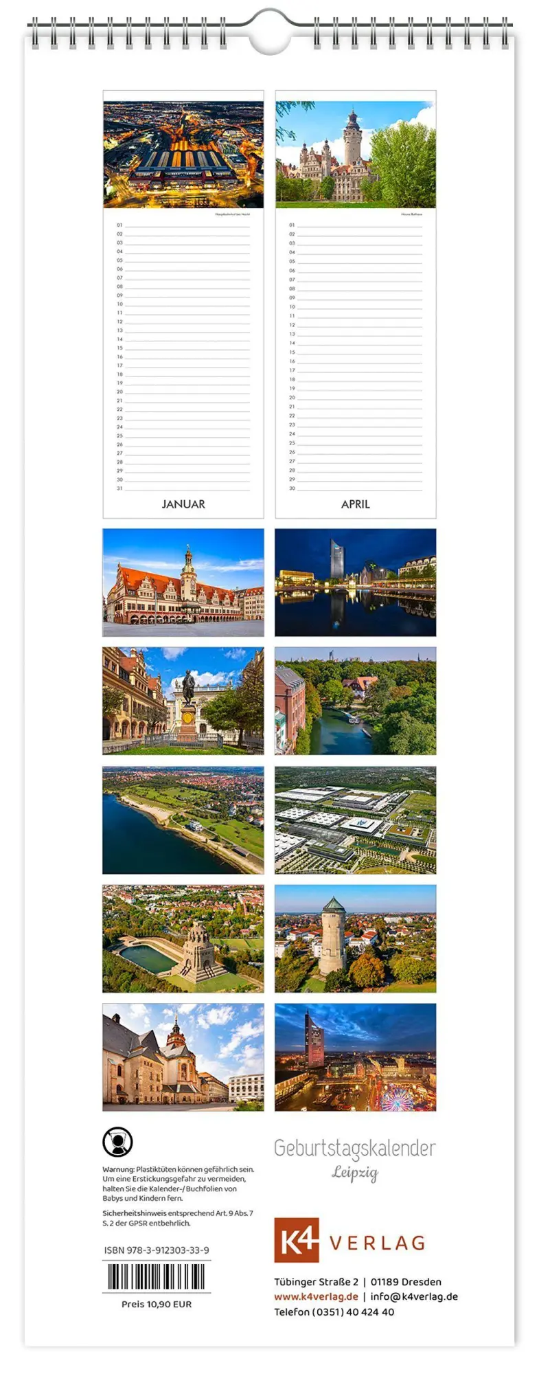 Bild: 9783912303339 | Geburtstagskalender Leipzig | K4 Verlag (u. a.) | Kalender | Deutsch