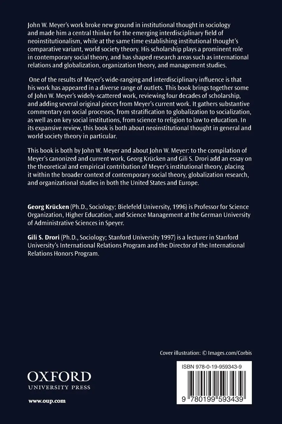 Rückseite: 9780199593439 | World Society | The Writings of John W. Meyer | Georg Krucken (u. a.)