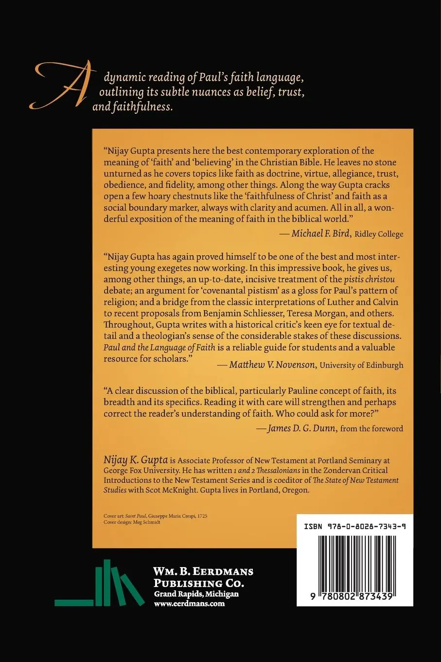 Rückseite: 9780802873439 | Paul and the Language of Faith | Nijay K. Gupta | Taschenbuch | 2020
