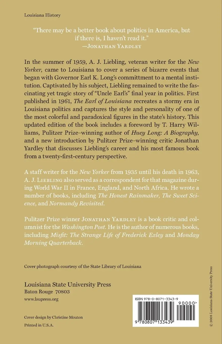 Rückseite: 9780807133439 | The Earl of Louisiana | A. J. Liebling | Taschenbuch | Englisch | 2008
