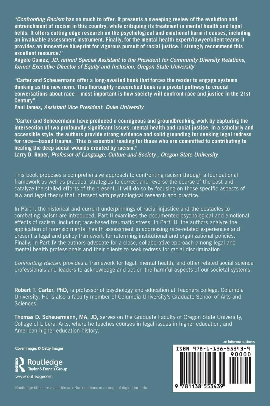 Rückseite: 9781138553439 | Confronting Racism | Robert T Carter (u. a.) | Taschenbuch | Englisch