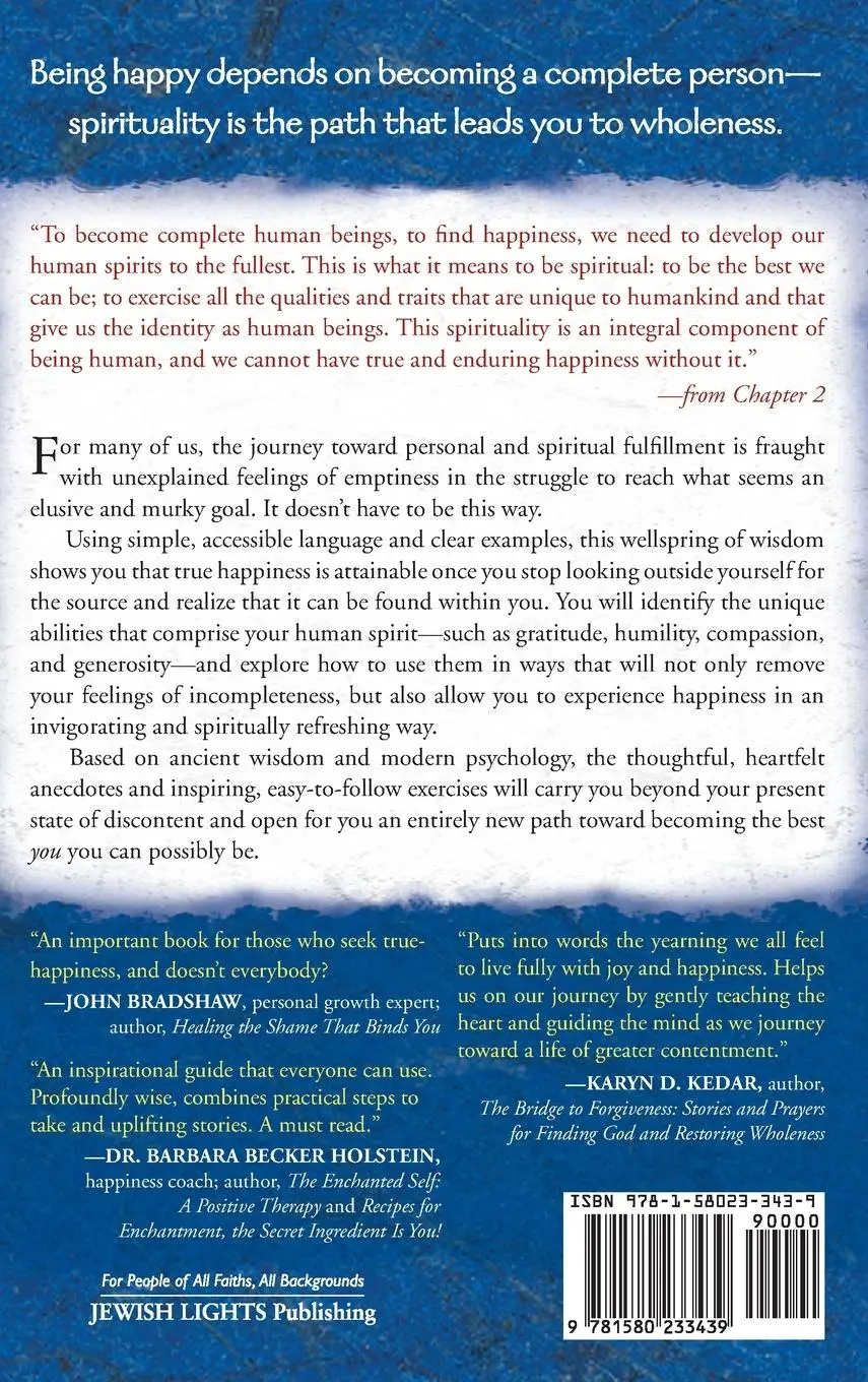 Rückseite: 9781580233439 | Happiness and the Human Spirit | MD Rabbi Abraham J. Twerski | Buch