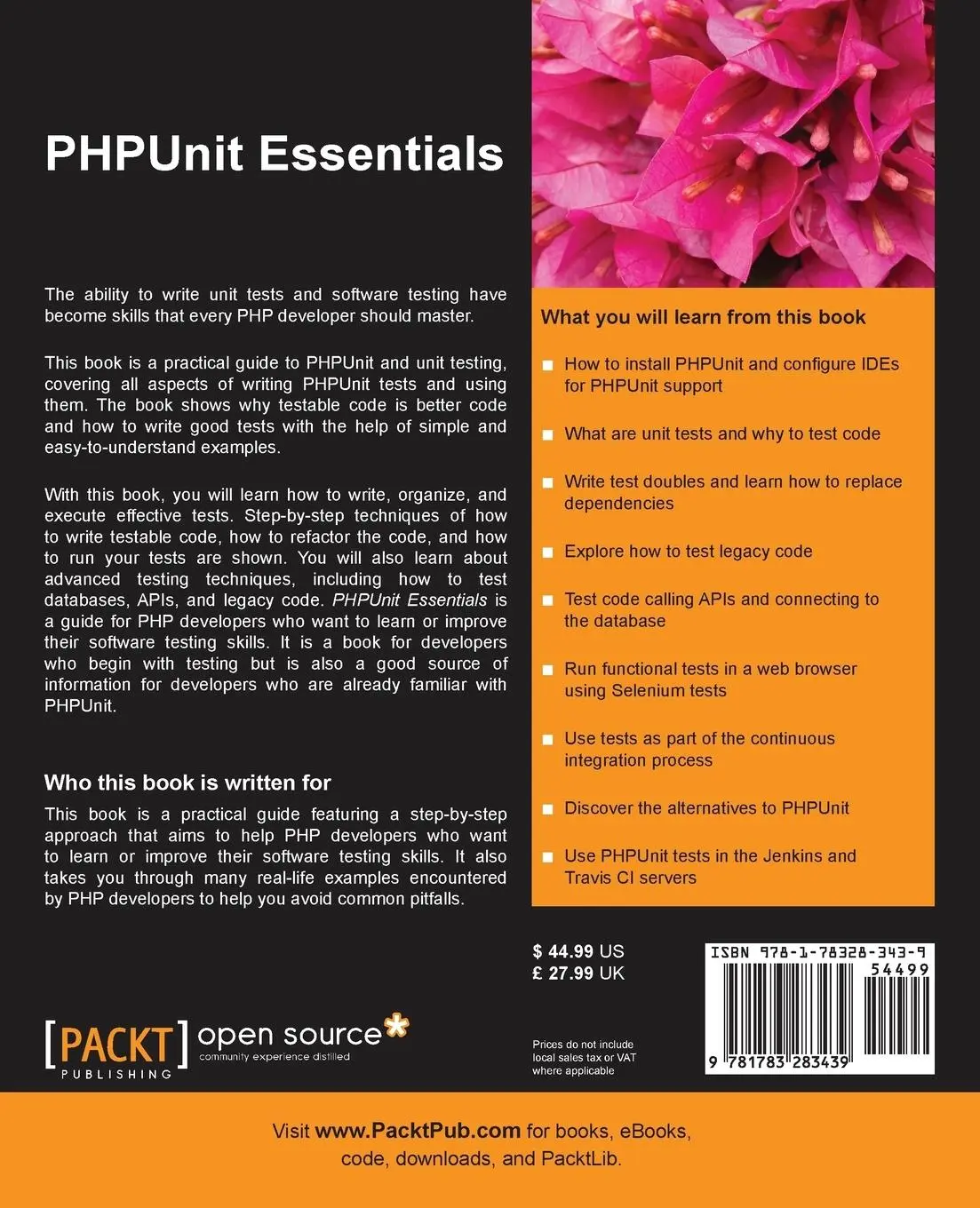 Rückseite: 9781783283439 | Phpunit Essentials | Zdenek Machek | Taschenbuch | Englisch | 2014