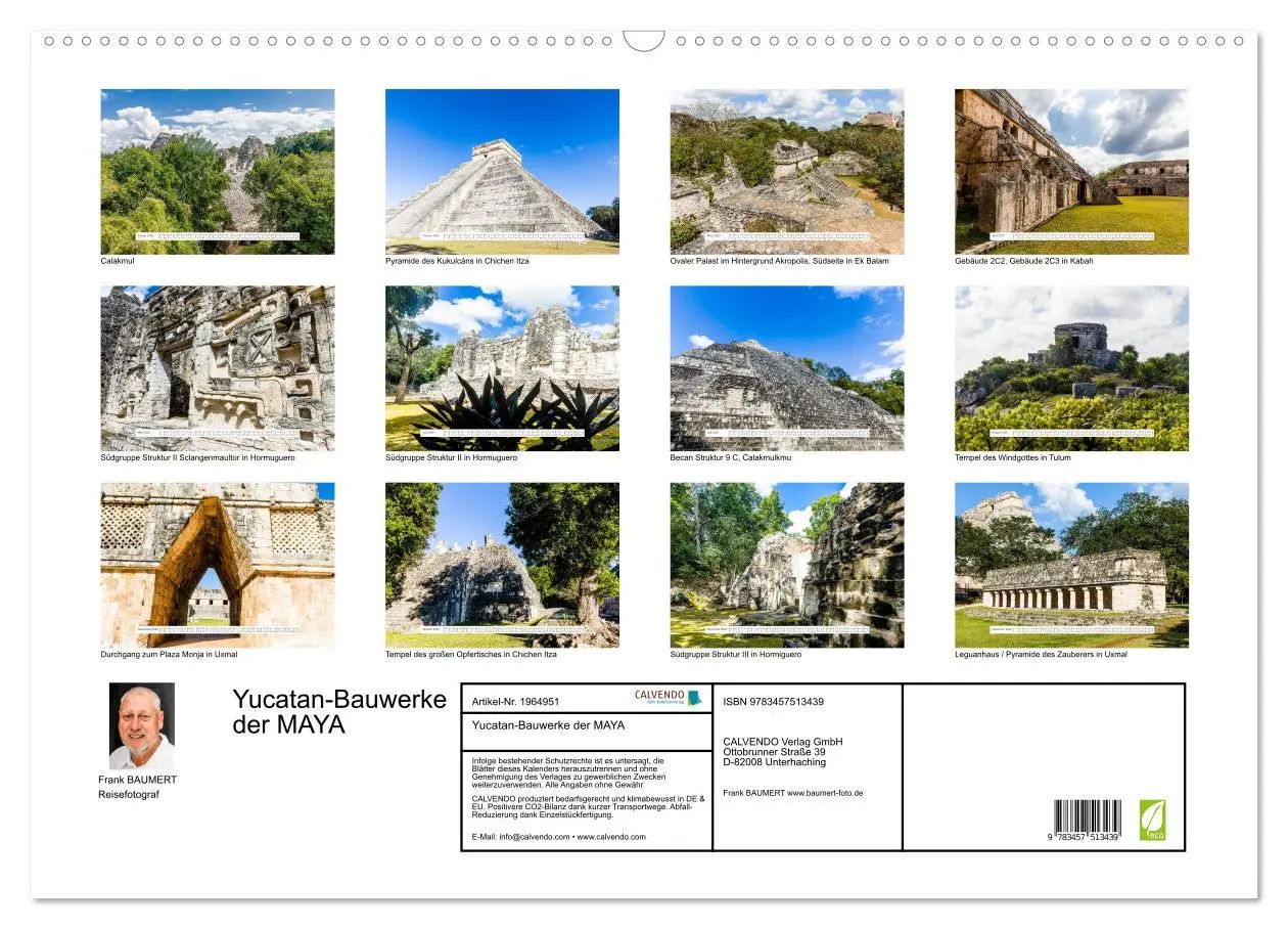 Bild: 9783457513439 | Yucatan-Bauwerke der MAYA (Wandkalender 2026 DIN A2 quer), CALVENDO...