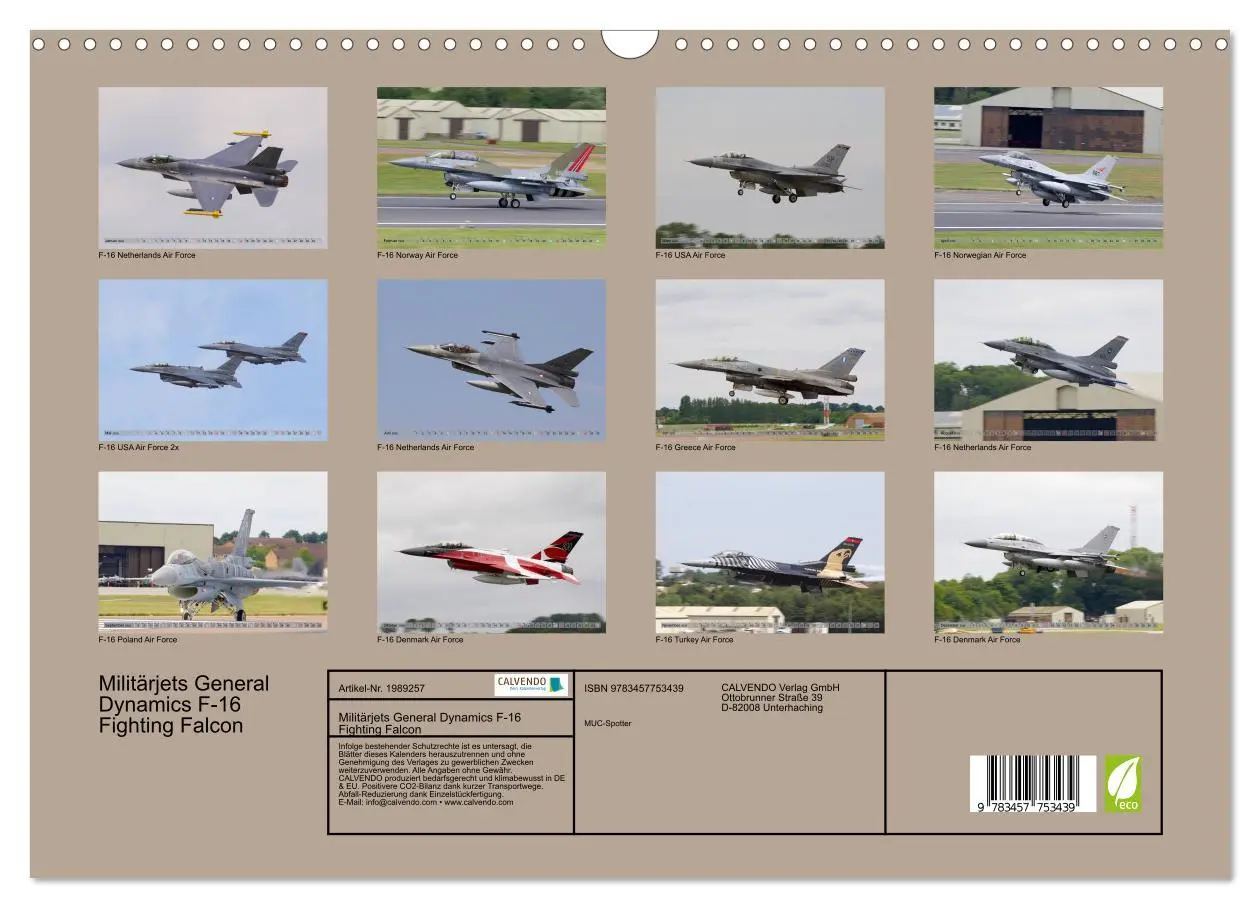 Bild: 9783457753439 | Militärjets General Dynamics F-16 Fighting Falcon (Wandkalender...