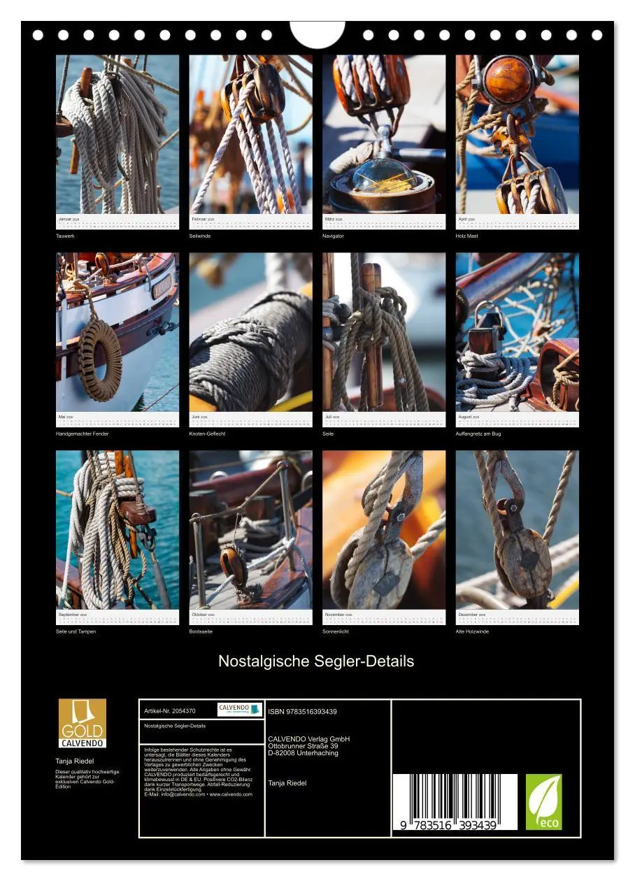 Bild: 9783516393439 | Nostalgische Segler-Details (Wandkalender 2026 DIN A4 hoch),...