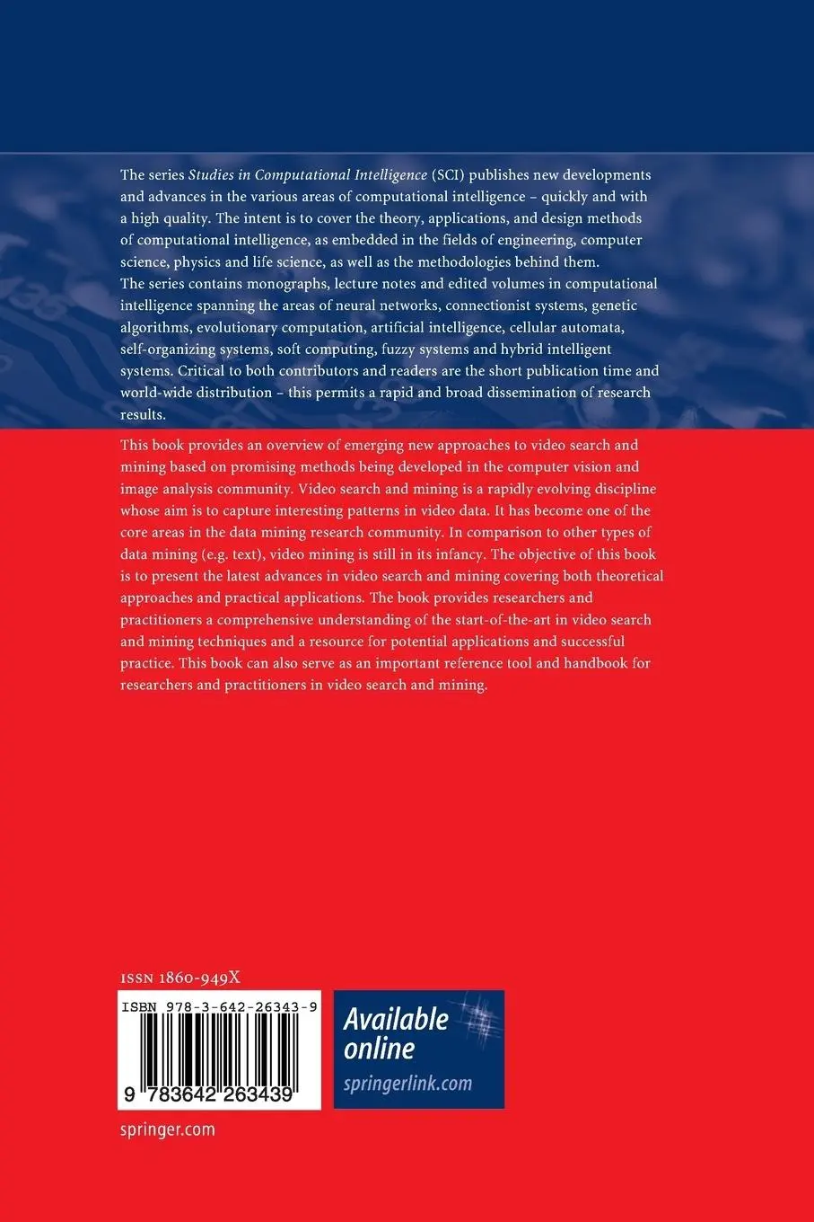 Rückseite: 9783642263439 | Video Search and Mining | Dan Schonfeld (u. a.) | Taschenbuch | xii