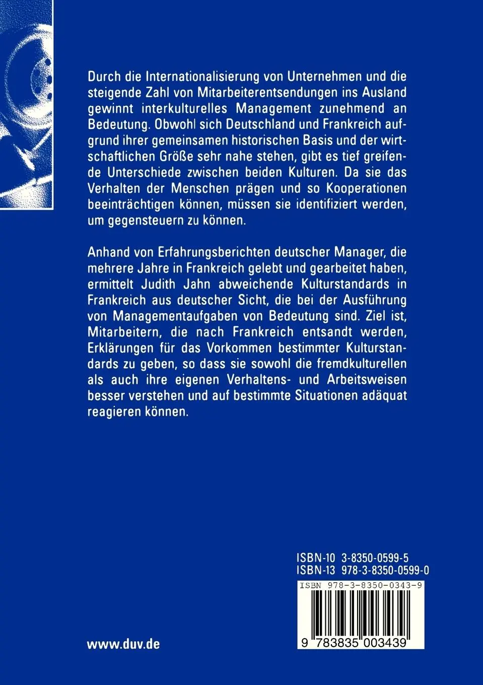 Rückseite: 9783835003439 | Kulturstandards im deutsch-französischen Management | Judith Jahn