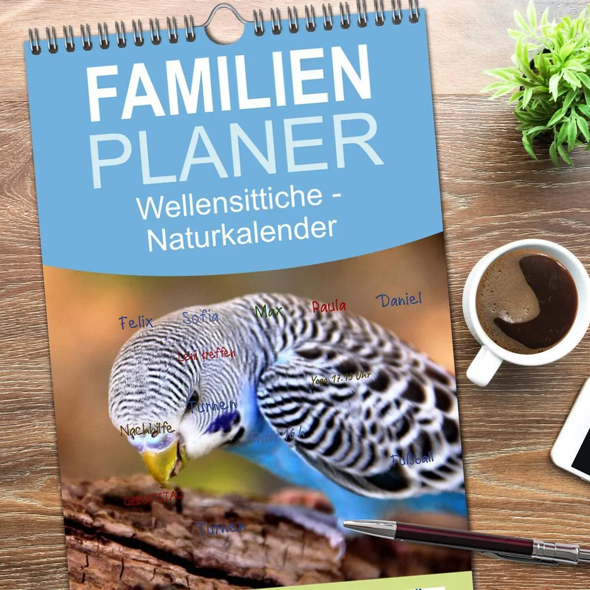 Bild: 9783516523539 | Familienplaner 2026 - Wellensittiche - Naturkalender mit 5 Spalten...