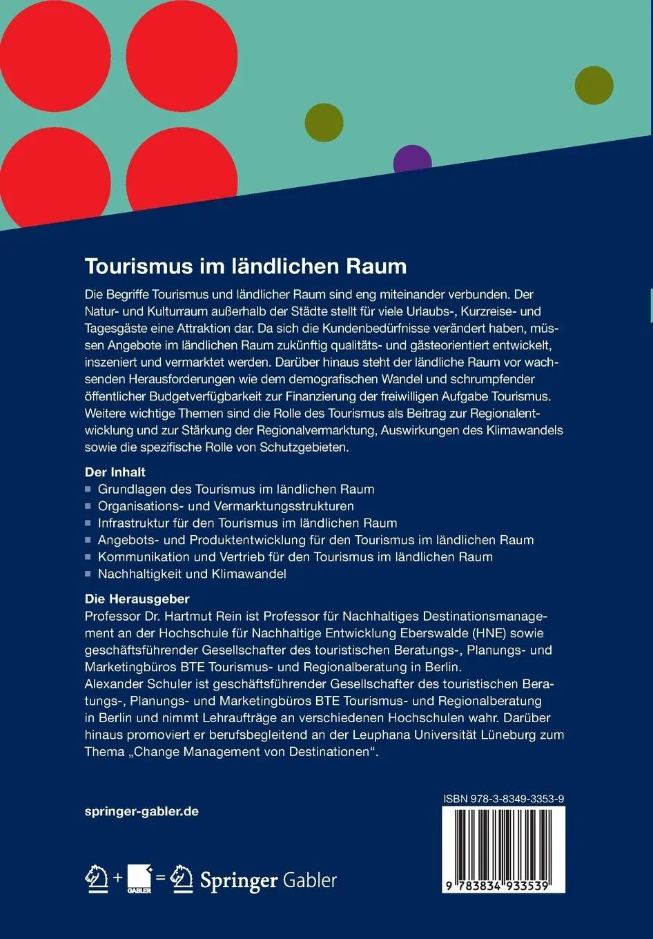 Rückseite: 9783834933539 | Tourismus im ländlichen Raum | Alexander Schuler (u. a.) | Taschenbuch