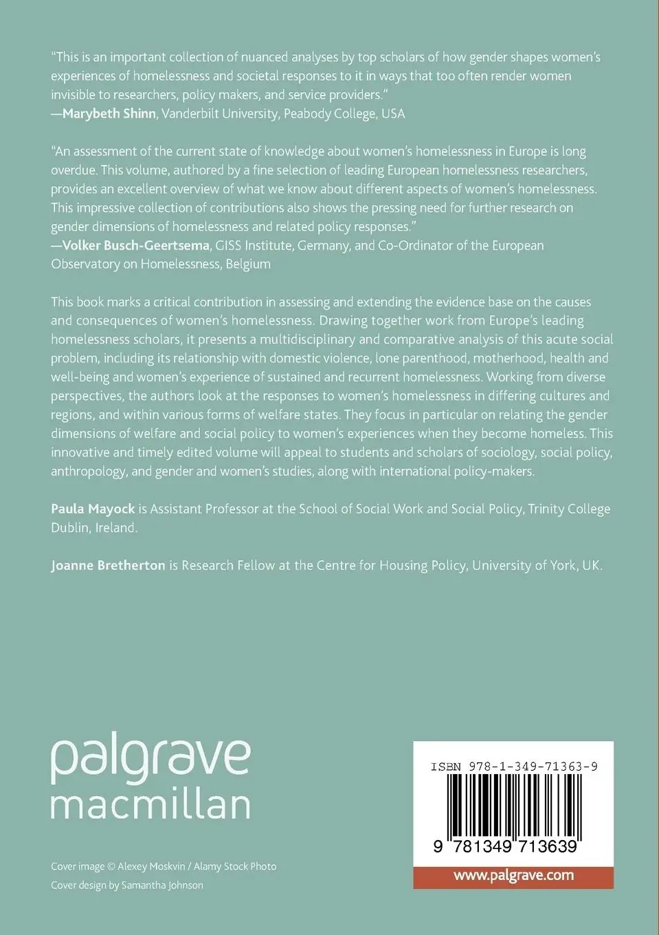 Rückseite: 9781349713639 | Women's Homelessness in Europe | Paula Mayock (u. a.) | Taschenbuch