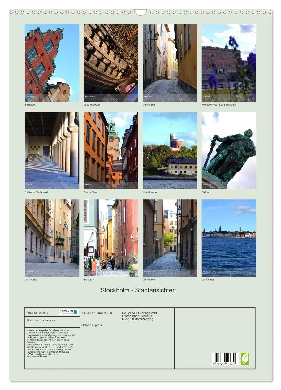 Bild: 9783569913639 | Stockholm - Stadtansichten (Wandkalender 2027 DIN A2 hoch),...