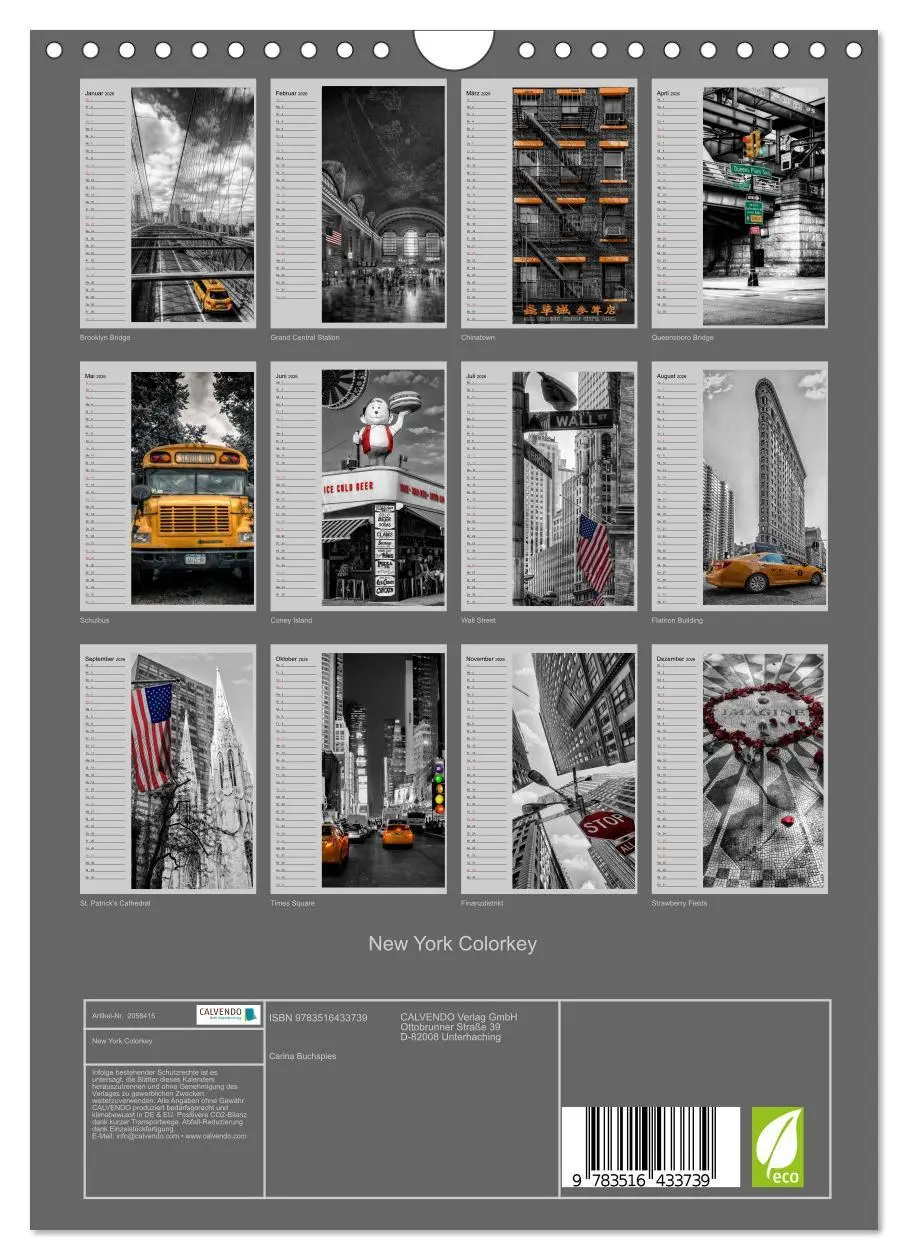 Bild: 9783516433739 | New York Colorkey (Wandkalender 2026 DIN A4 hoch), CALVENDO...
