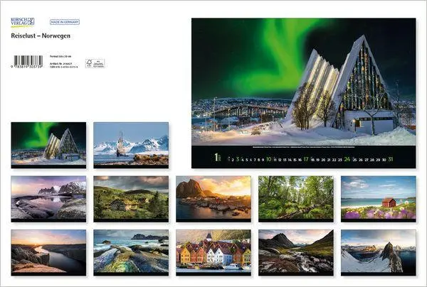 Bild: 9783819303739 | Reiselust Norwegen 2027 | Verlag Korsch | Kalender | 14 S. | Deutsch
