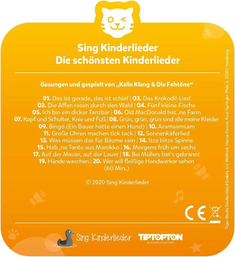 Bild: 4260535483839 | tigercard - Sing Kinderlieder - Die schönsten Kinderlieder | Deutsch
