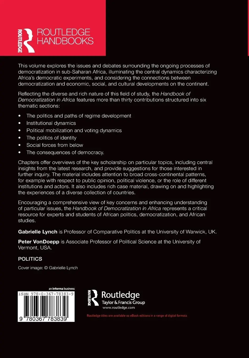 Rückseite: 9780367783839 | Routledge Handbook of Democratization in Africa | Lynch (u. a.) | Buch