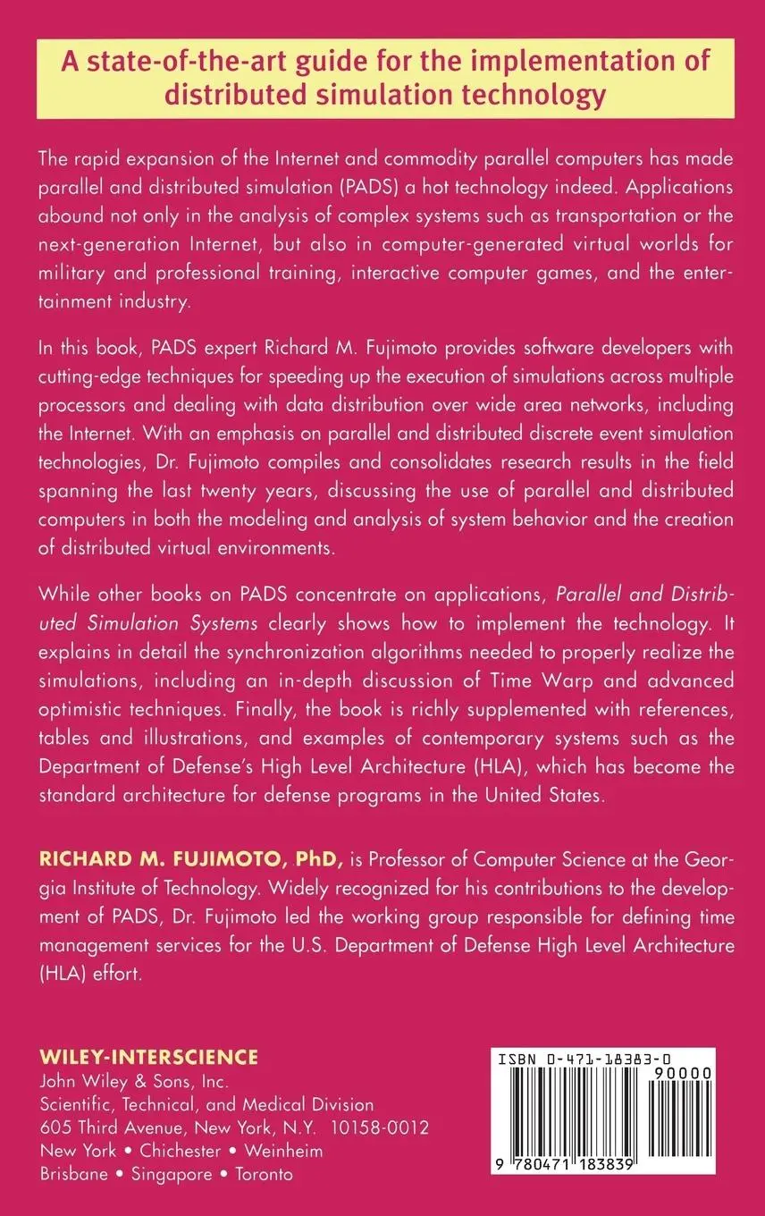 Rückseite: 9780471183839 | Parallel and Distributed Simulation Systems | Richard M Fujimoto | XX