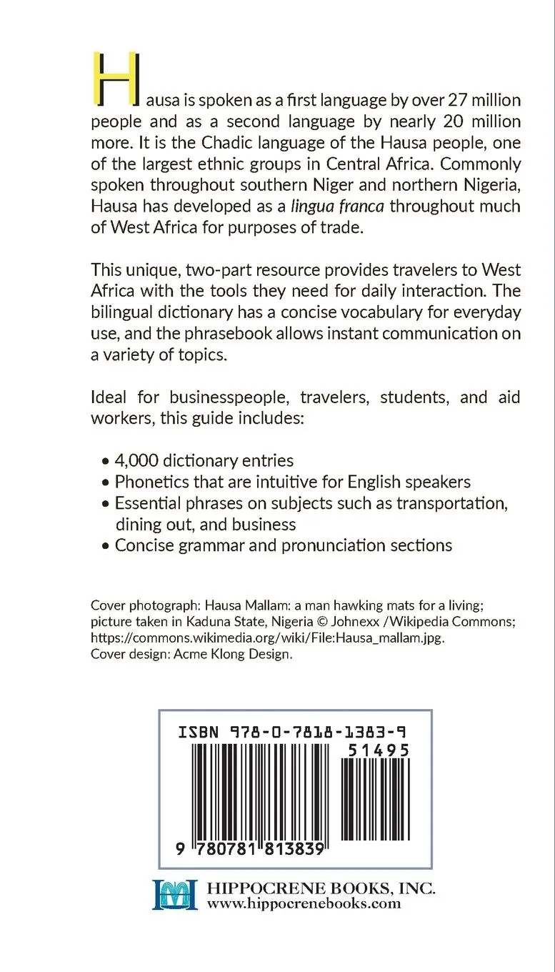 Rückseite: 9780781813839 | Hausa-English/ English-Hausa Dictionary &amp; Phrasebook | Mawadza | Buch