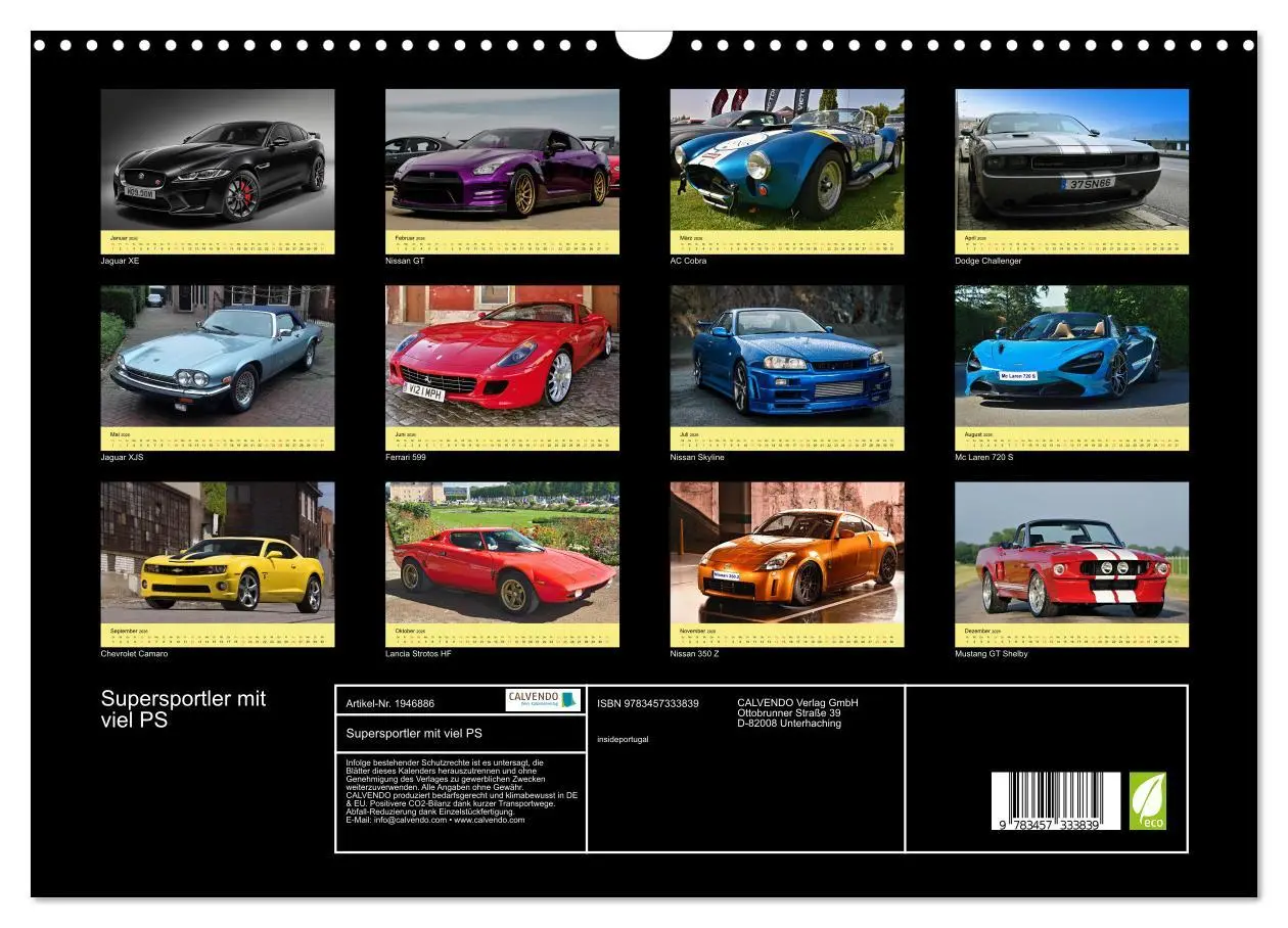Bild: 9783457333839 | Supersportler mit viel PS (Wandkalender 2026 DIN A3 quer), CALVENDO...