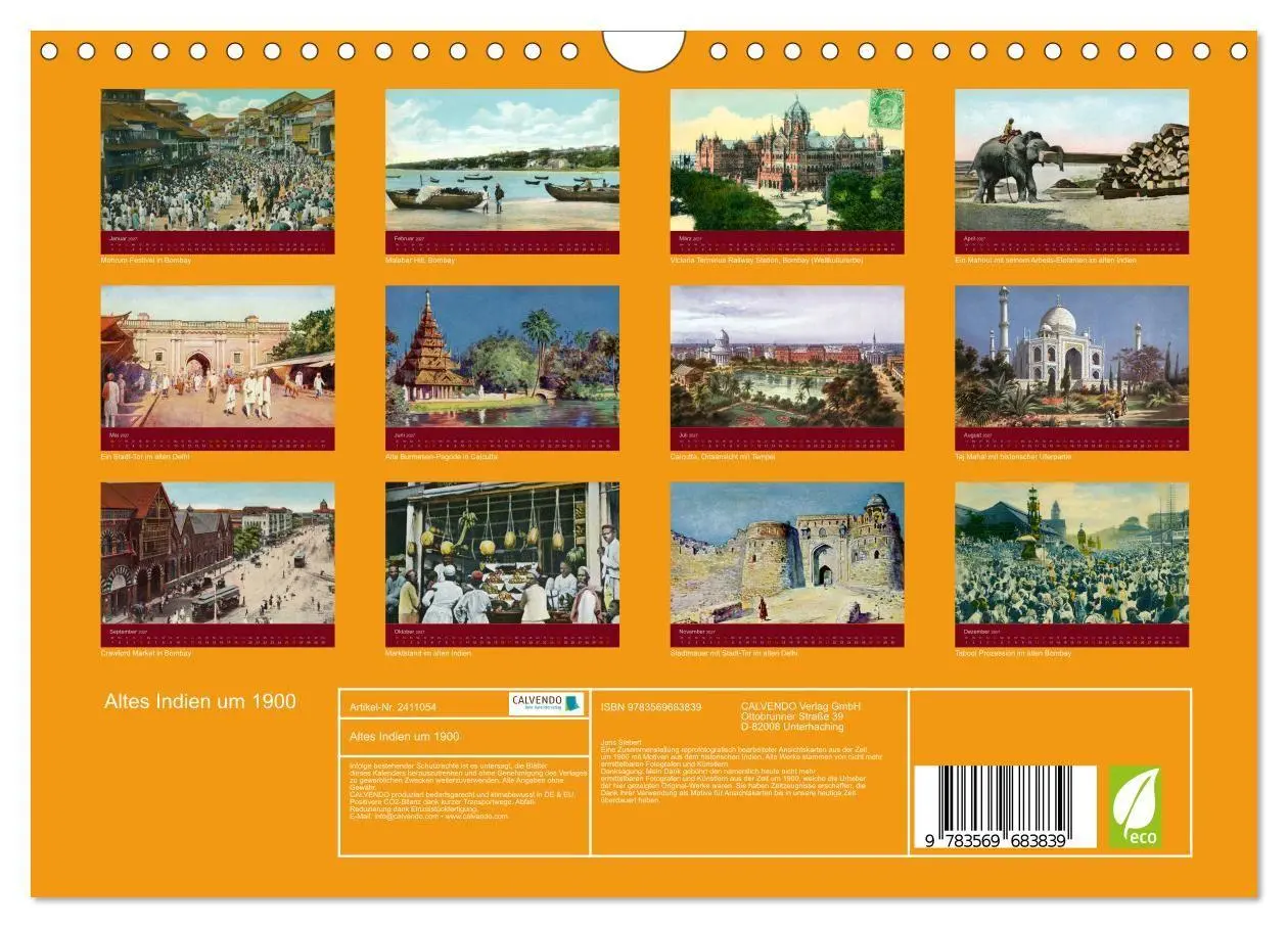 Bild: 9783569683839 | Altes Indien um 1900 (Wandkalender 2027 DIN A4 quer), CALVENDO...