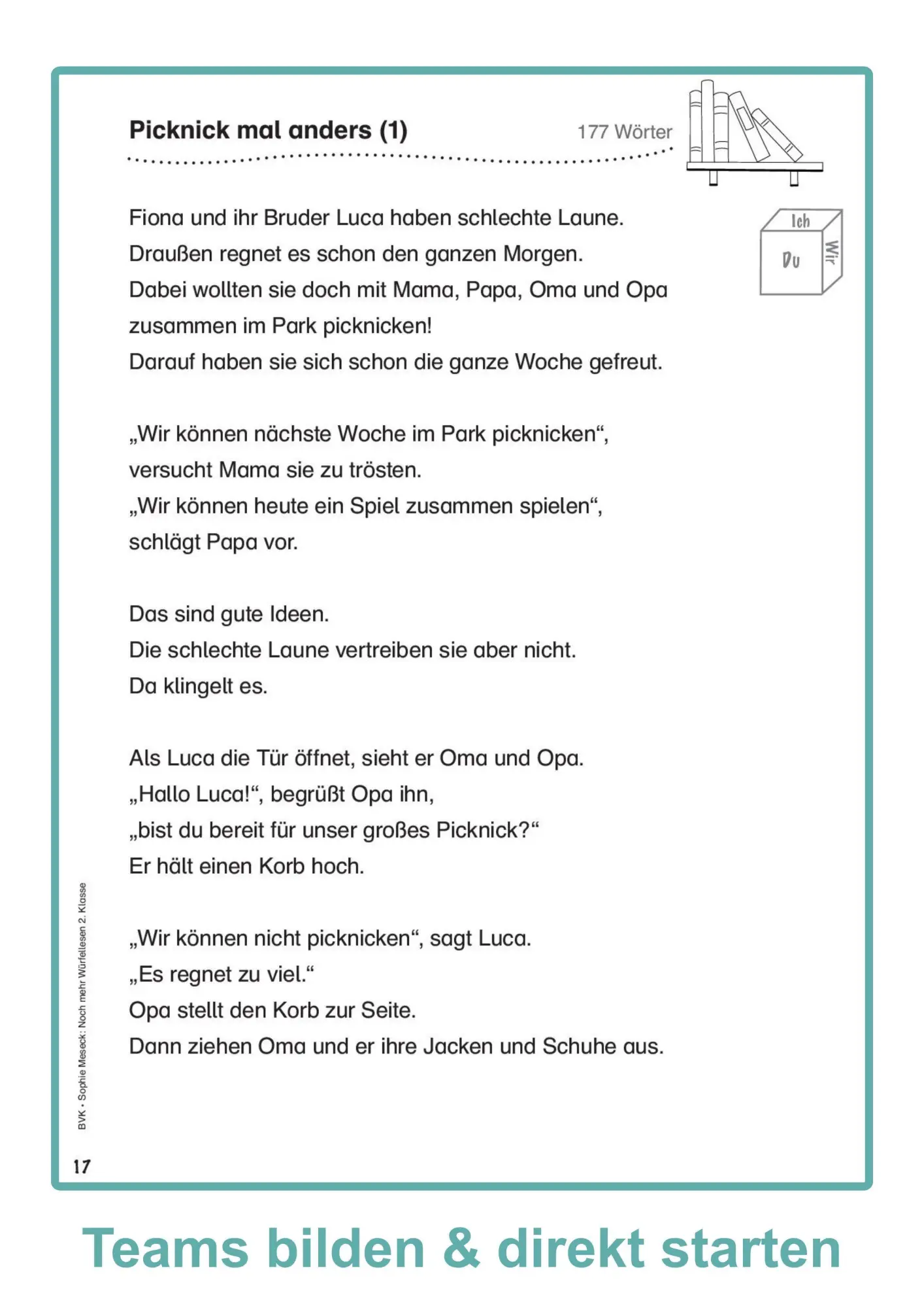Bild: 9783965203839 | Noch mehr Würfellesen 2. Klasse | Sophie Meseck | Broschüre | Lesezeit