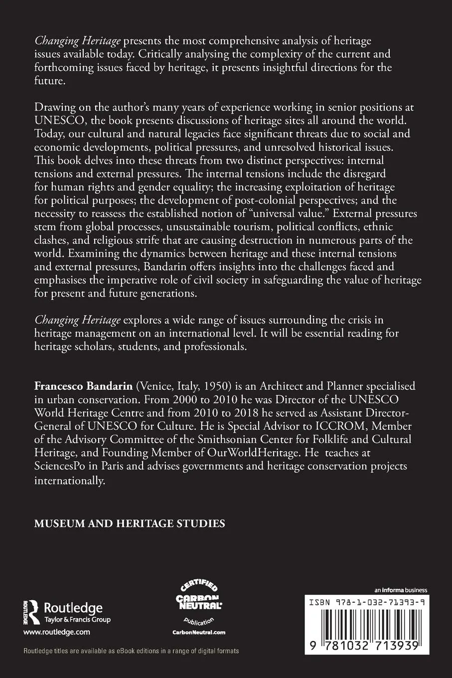 Rückseite: 9781032713939 | Changing Heritage | Francesco Bandarin | Taschenbuch | Englisch | 2024