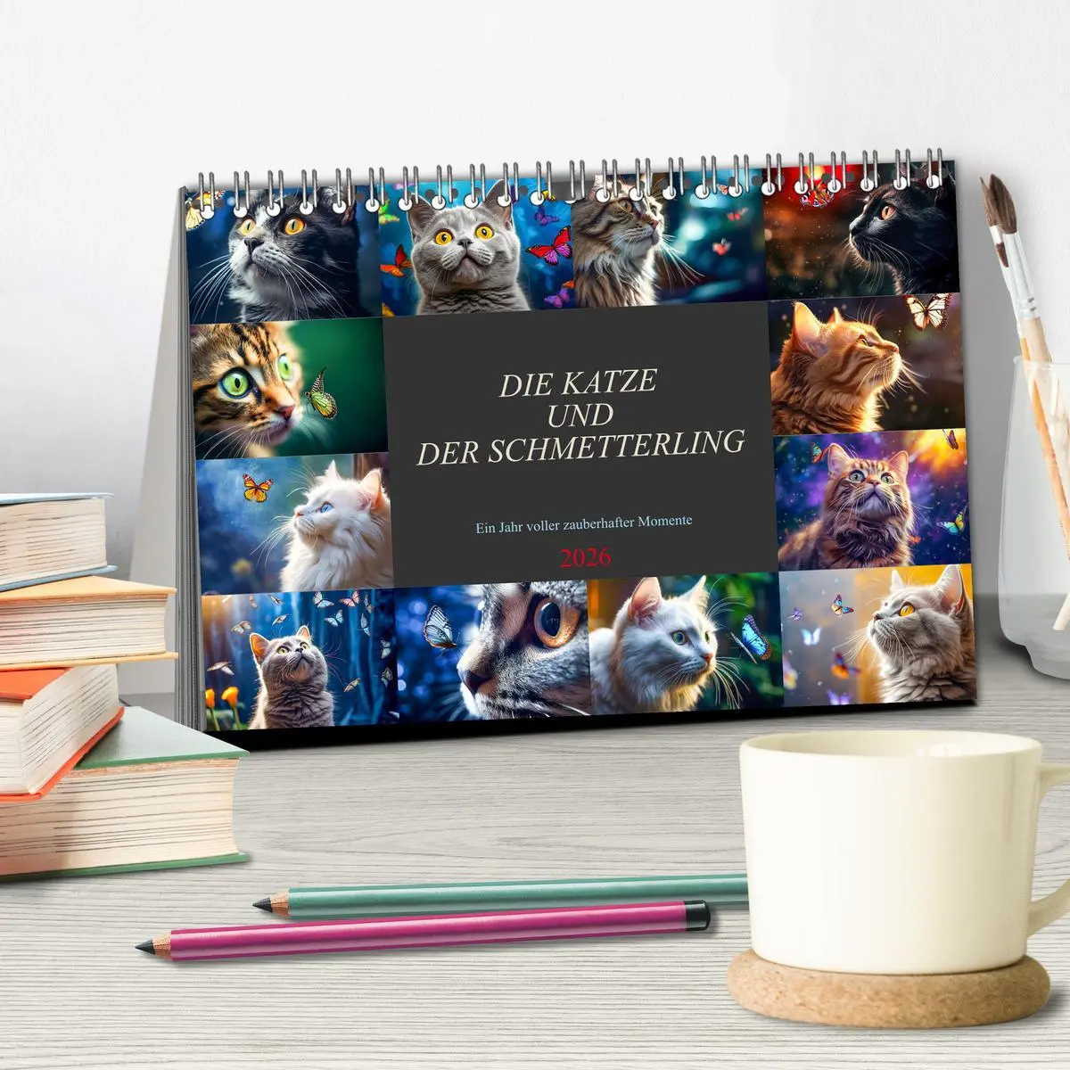 Bild: 9783457493939 | Die Katze und der Schmetterling (Tischkalender 2026 DIN A5 quer),...