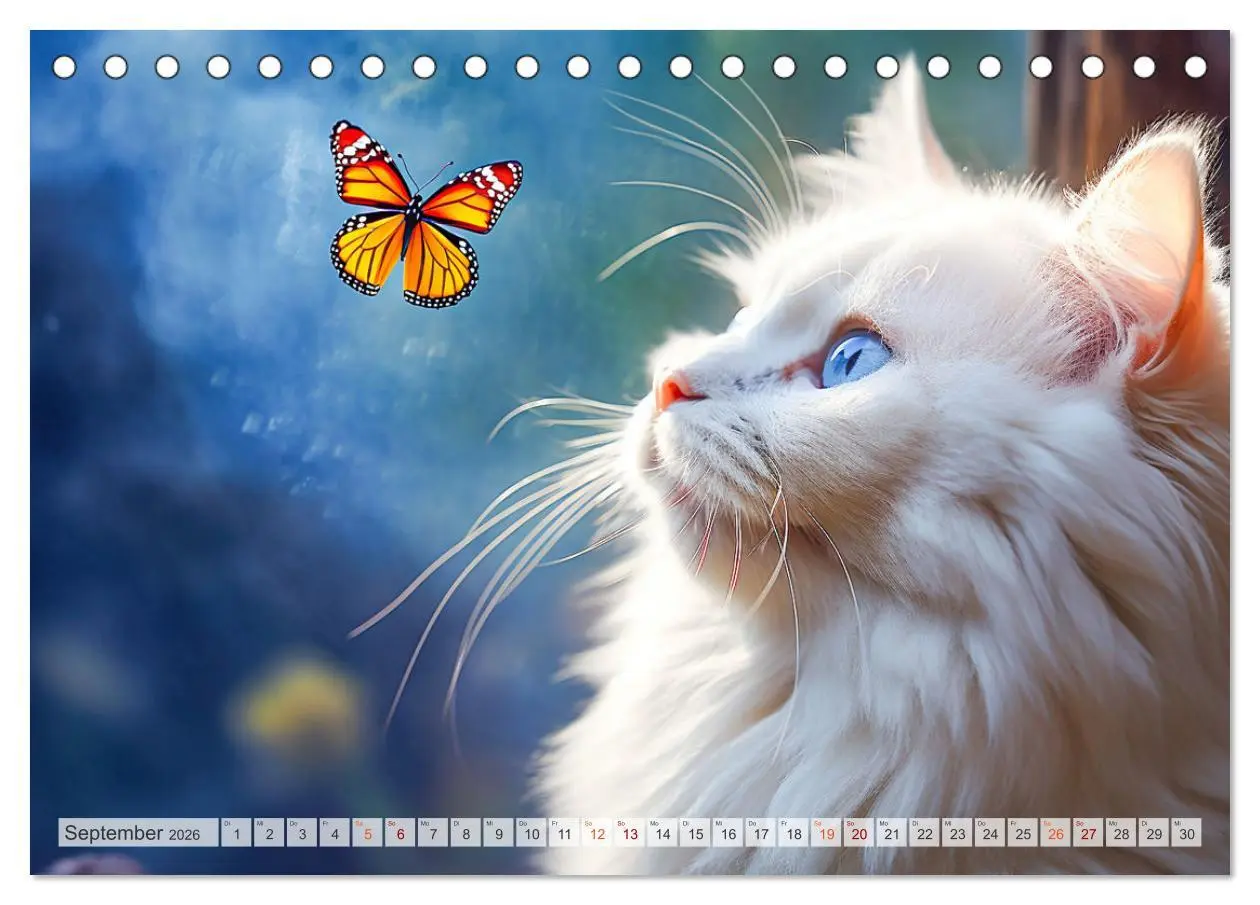 Bild: 9783457493939 | Die Katze und der Schmetterling (Tischkalender 2026 DIN A5 quer),...