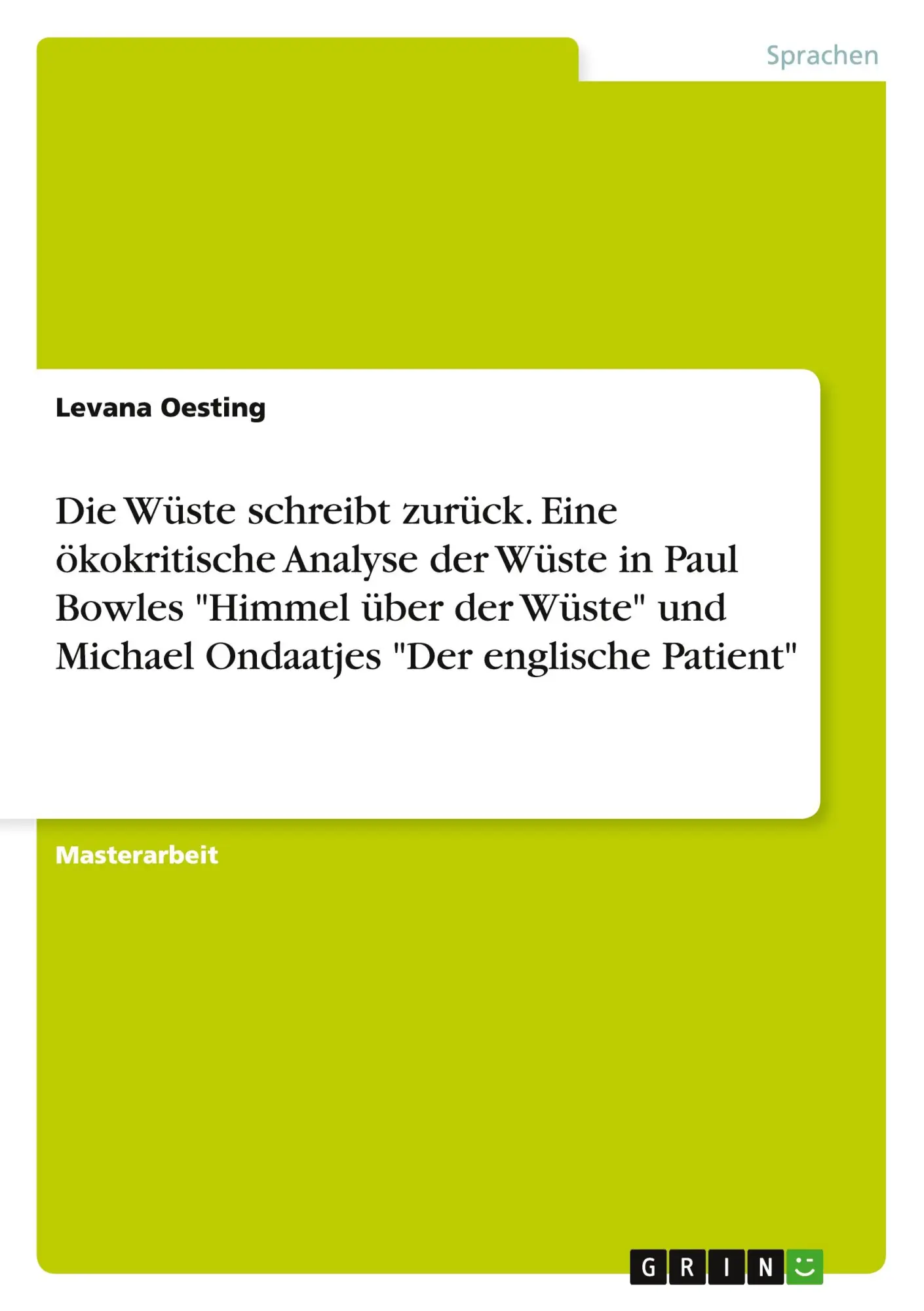 Cover: 9783656863939 | Die Wüste schreibt zurück. Eine ökokritische Analyse der Wüste in...