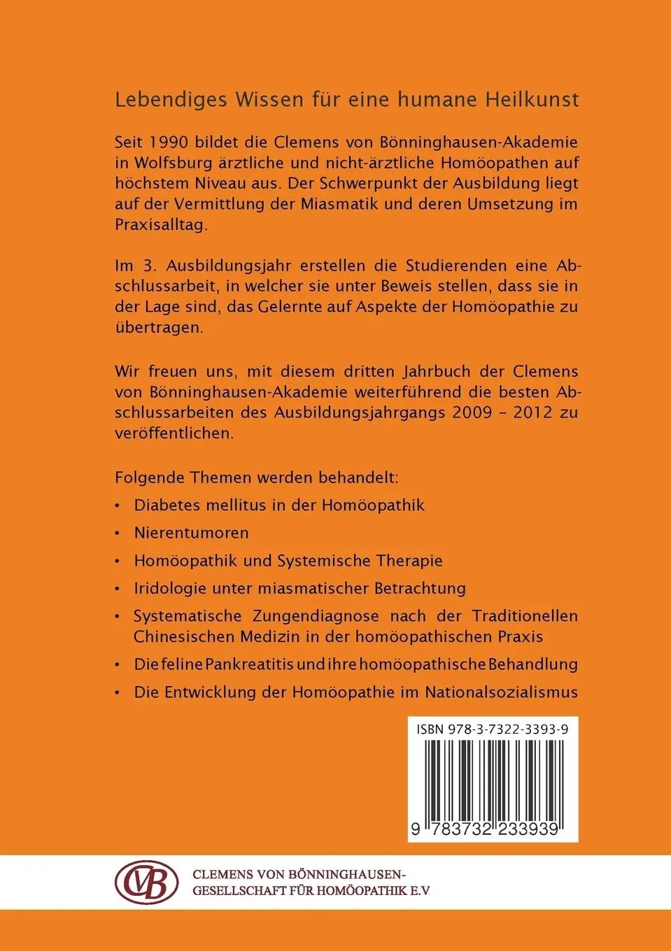 Rückseite: 9783732233939 | Homöopathisches Jahrbuch 2012 | der Clemens von Bönninghause-Akademie