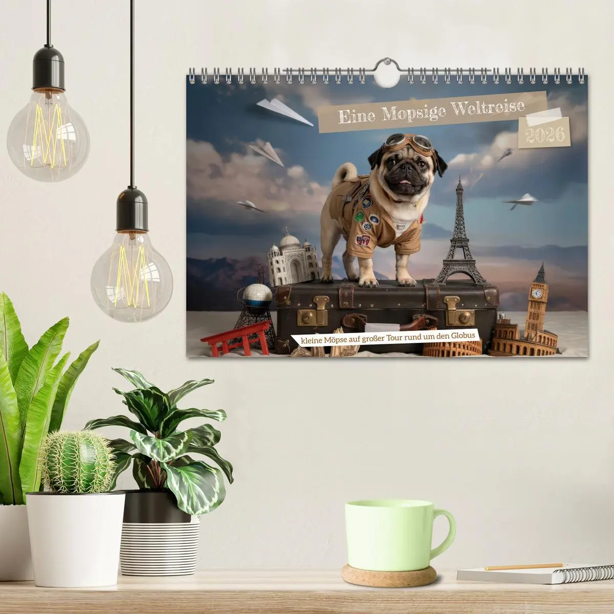 Bild: 9783516164039 | Eine Mopsige Weltreise (Wandkalender 2026 DIN A4 quer), CALVENDO...