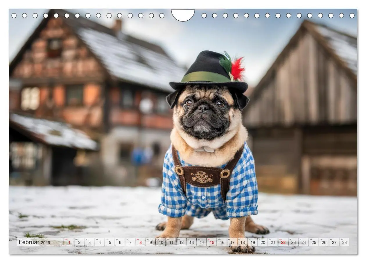Bild: 9783516164039 | Eine Mopsige Weltreise (Wandkalender 2026 DIN A4 quer), CALVENDO...