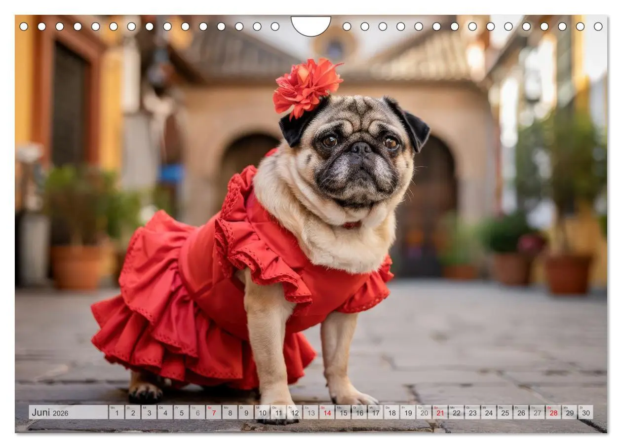 Bild: 9783516164039 | Eine Mopsige Weltreise (Wandkalender 2026 DIN A4 quer), CALVENDO...