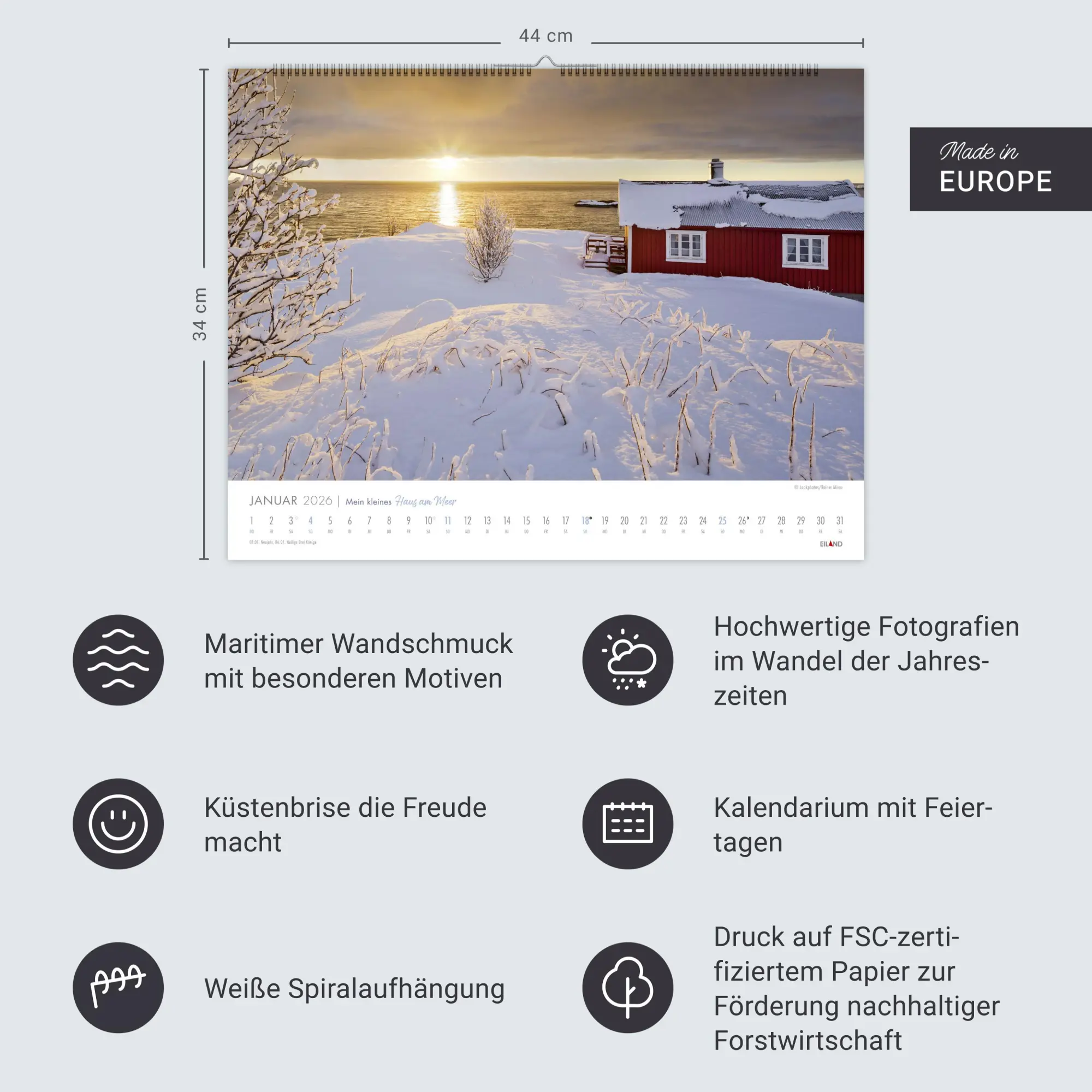 Bild: 9783964024039 | Mein kleines Haus am Meer Kalender 2026 | Kalender | Spiralbindung
