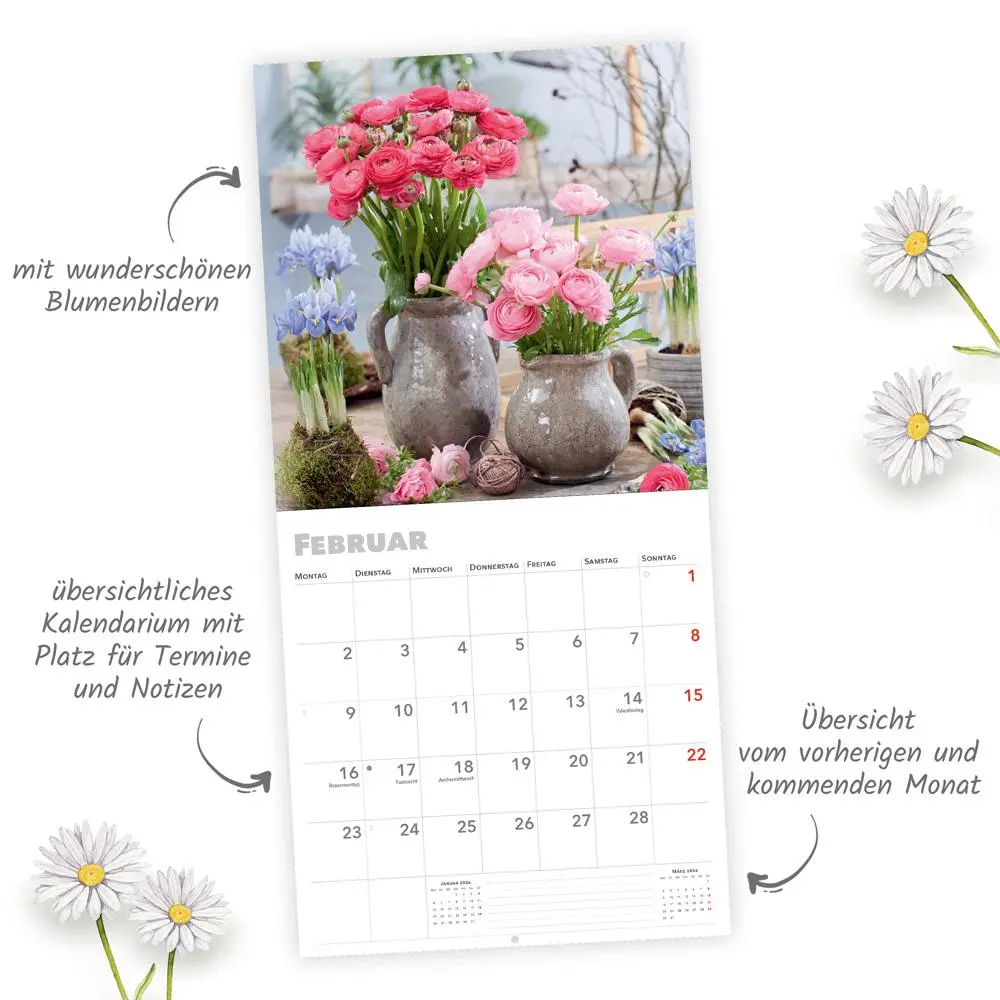 Bild: 9783988024039 | Trötsch Broschürenkalender Blumenkalender 2026 | Wandplaner | KG