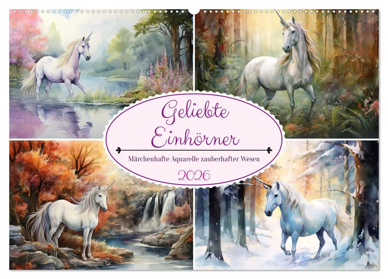 Cover: 9783457514139 | Geliebte Einhörner (Wandkalender 2026 DIN A2 quer), CALVENDO...
