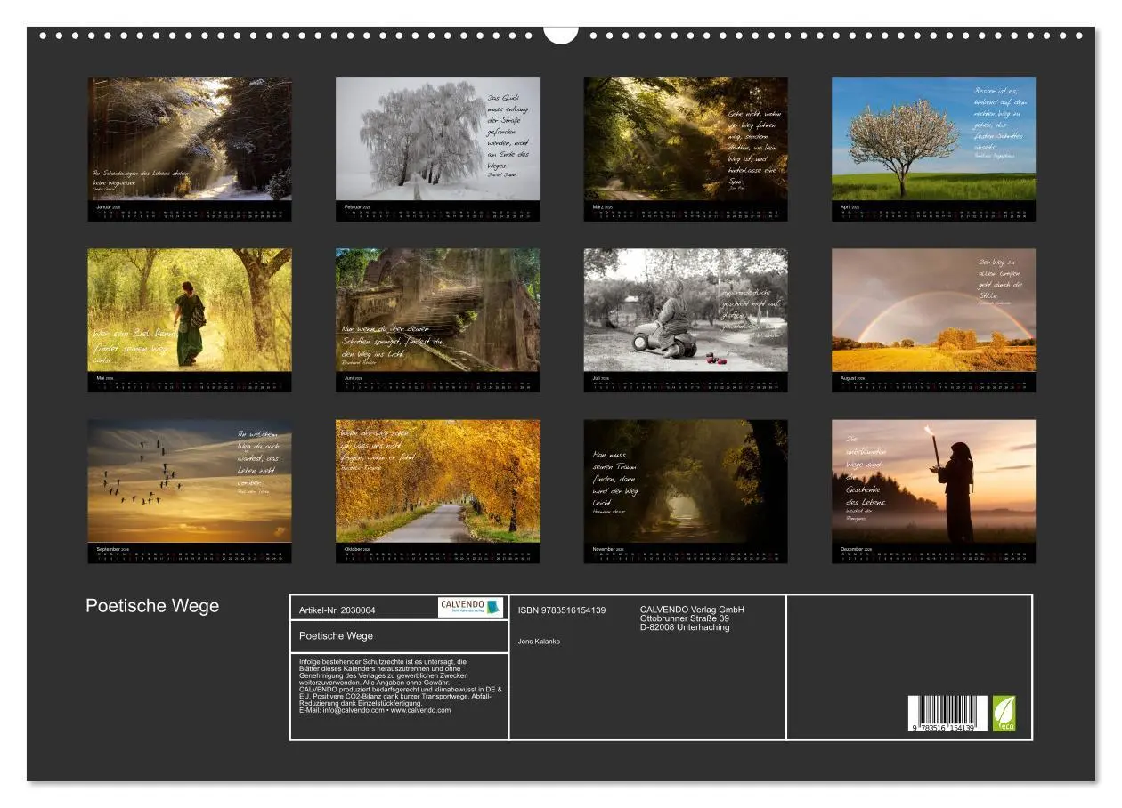 Bild: 9783516154139 | Poetische Wege (Wandkalender 2026 DIN A2 quer), CALVENDO...
