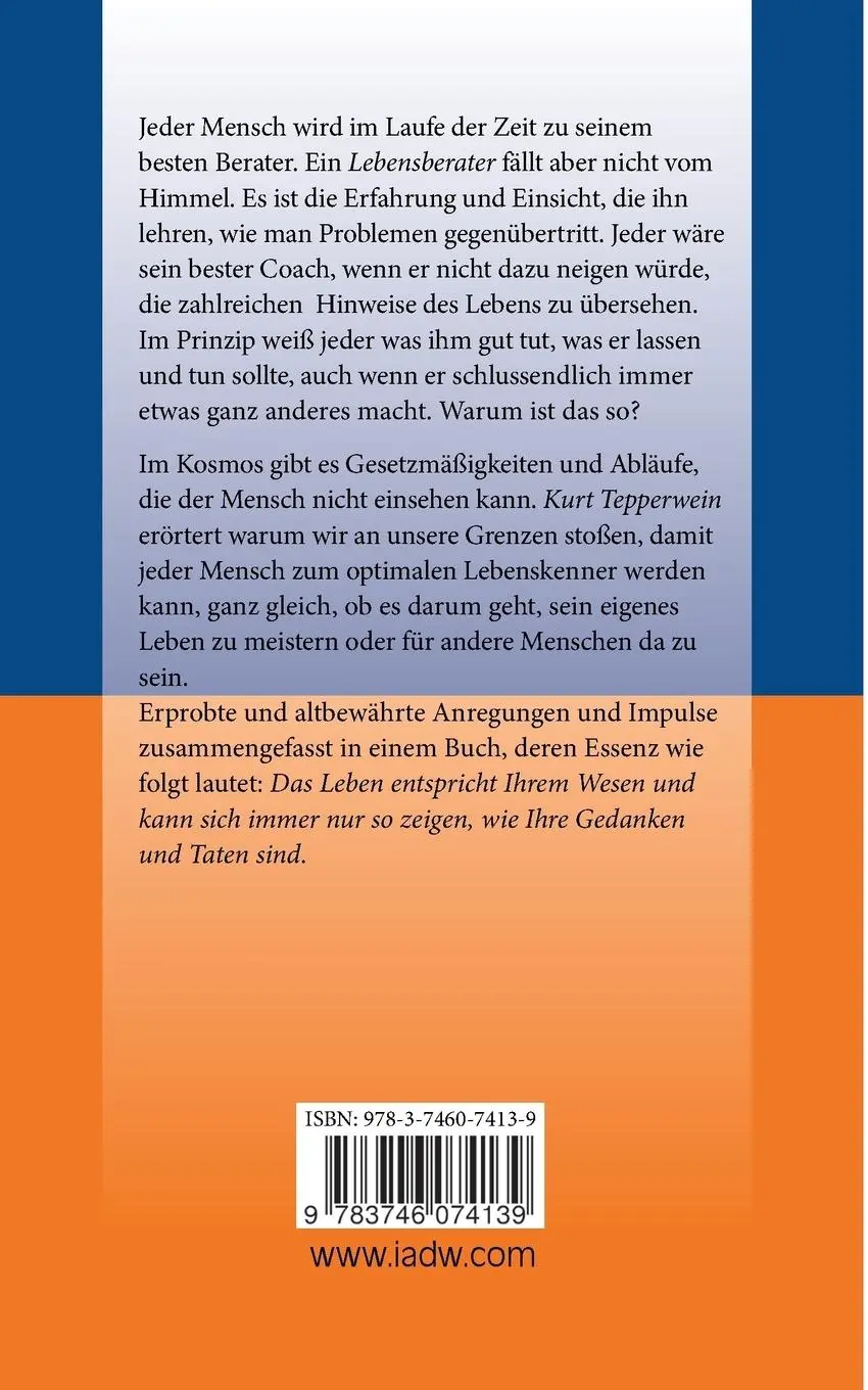 Rückseite: 9783746074139 | Nimm das Leben in die Hand | Kurt Tepperwein | Taschenbuch | 184 S.
