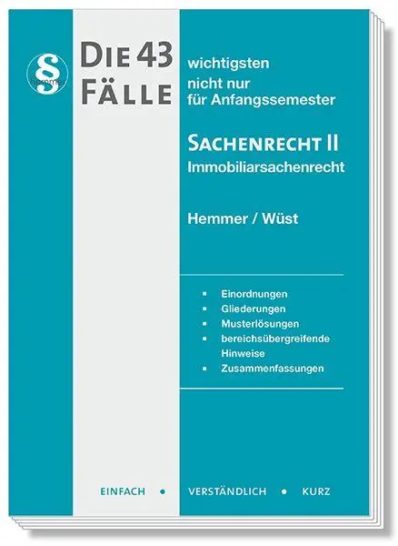 Cover: 9783968384139 | Die 43 wichtigsten Fälle - Sachenrecht II - Immobiliarsachenrecht