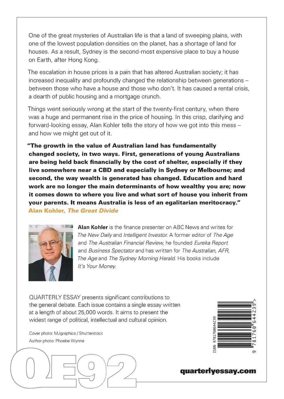 Rückseite: 9781760644239 | The Great Divide | Alan Kohler | Taschenbuch | Englisch | 2023