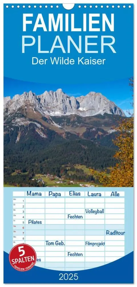 Cover: 9783457124239 | Familienplaner 2025 - Der Wilde Kaiser, das Kletterparadies bei...