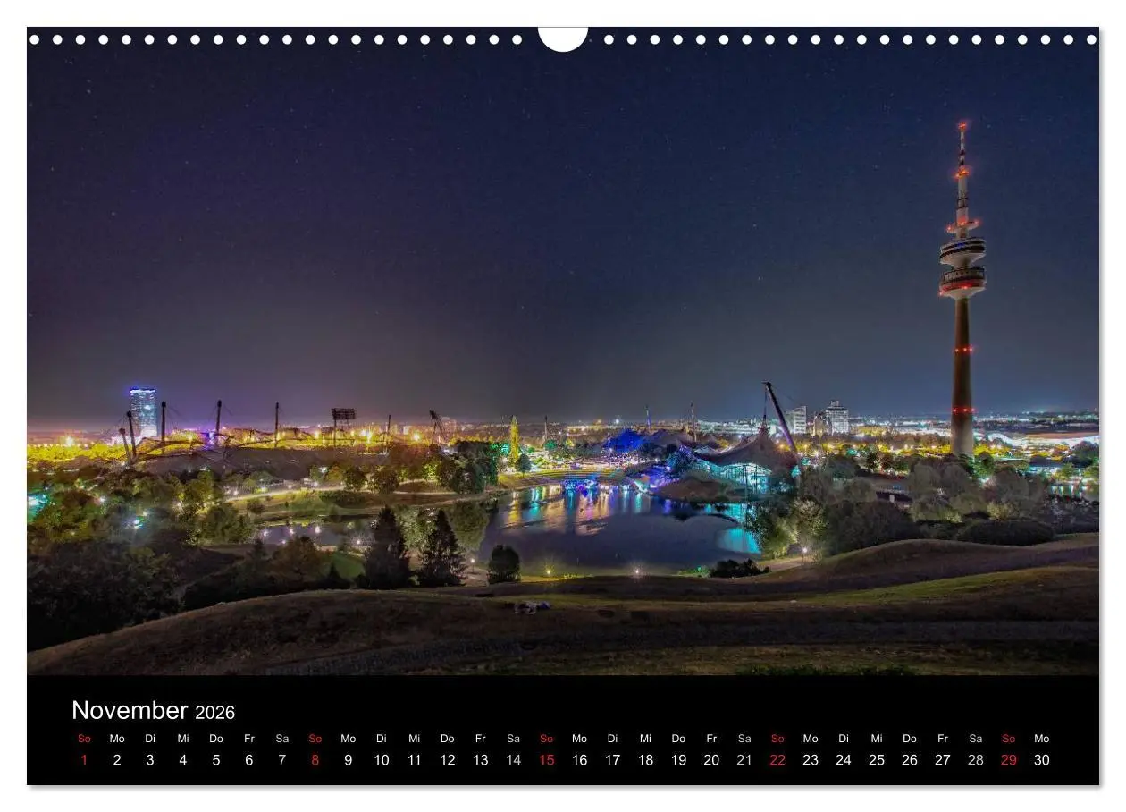 Bild: 9783457984239 | München bei Nacht (Wandkalender 2026 DIN A3 quer), CALVENDO...